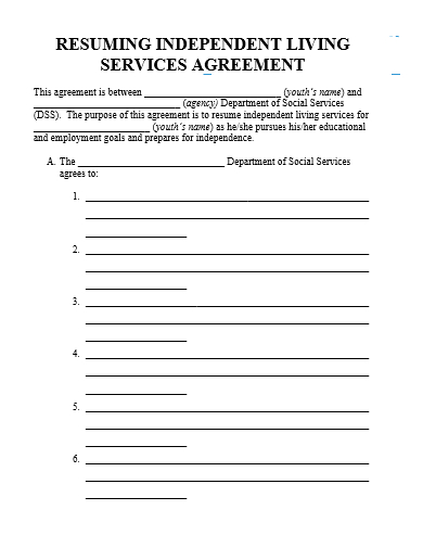 independent living services agreement template