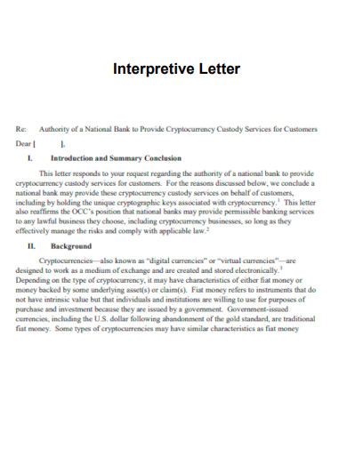 interpretive letter template
