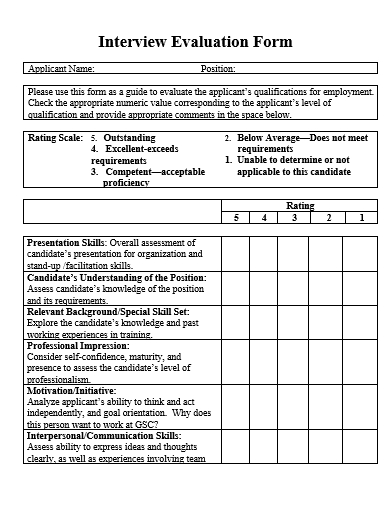 interview evaluation form template