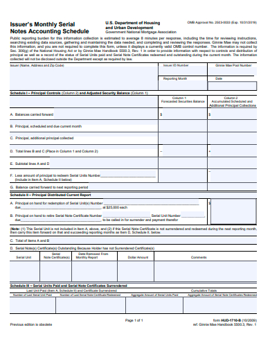 issuers monthly serial notes accounting schedule template