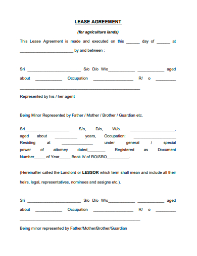 lease agreement for agricultural lands template