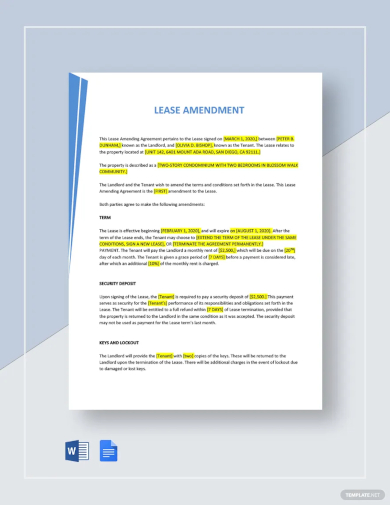 lease amendment template