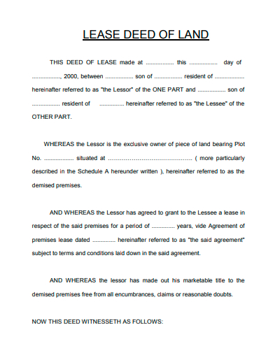 lease deed of land template