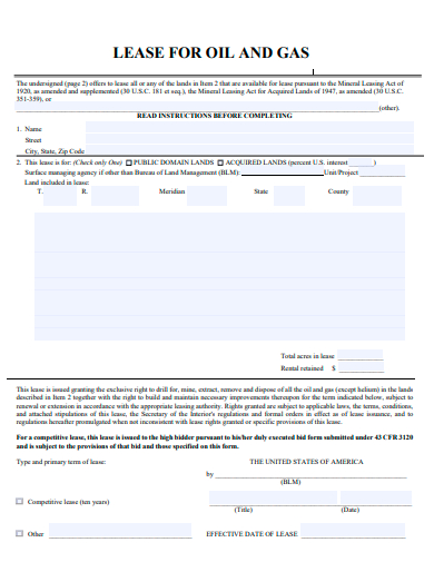 lease for oil and gas template