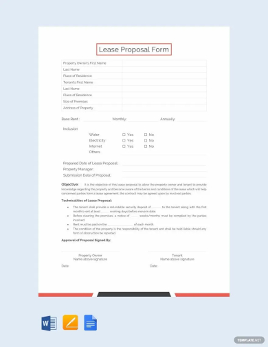 lease proposal form template