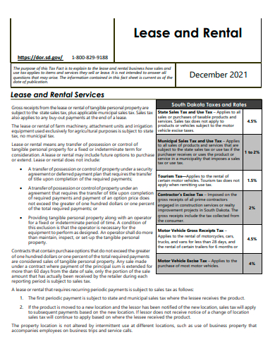 lease and rental template