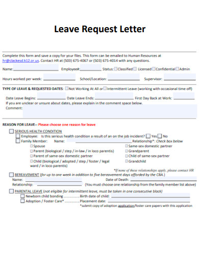 leave request letter template
