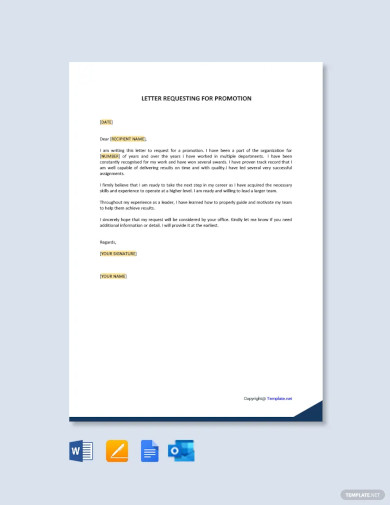 letter requesting for promotion template