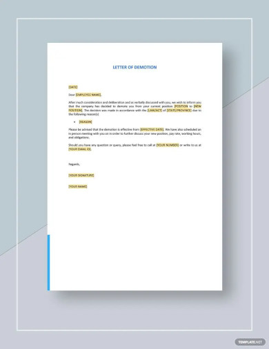 letter of demotion template