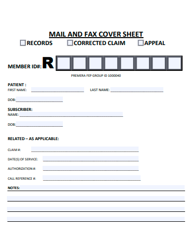 mail and fax cover sheet template