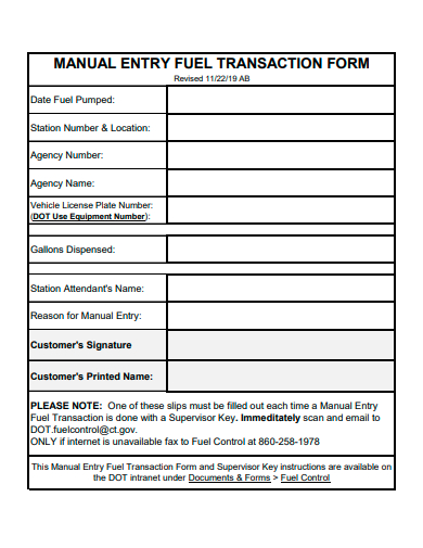 manual entry fuel transaction form template