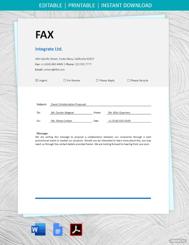 marketing fax cover sheet template