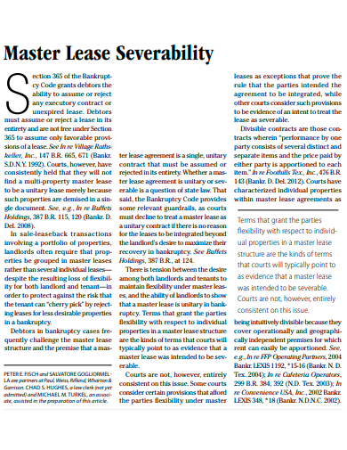 master lease severability template
