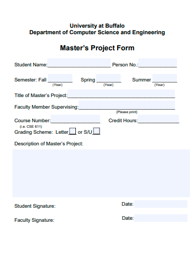 masters project form template