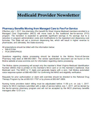 medicaid provider newsletter template