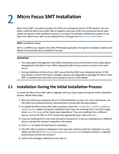 micro focus subscription management tool installation template