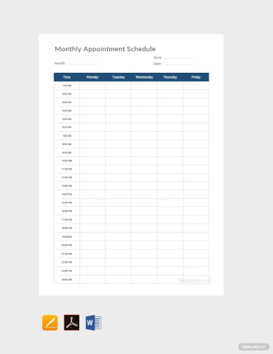 monthly appointment schedule template