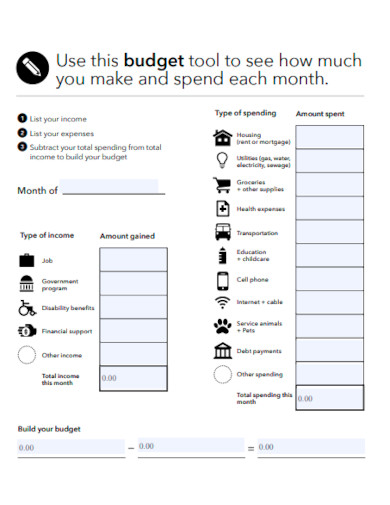 monthly budget tool template
