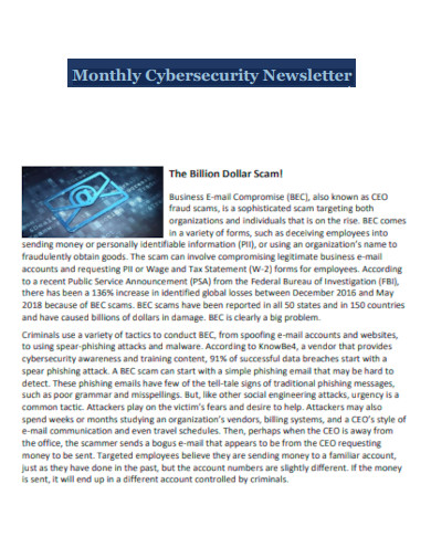monthly cybersecurity newsletter template