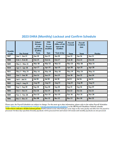 monthly lockout and confirm schedule template