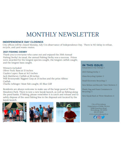 monthly newsletter template