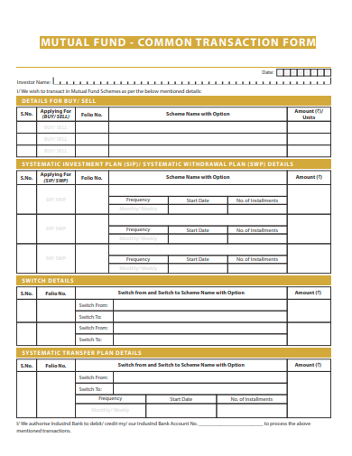 mutual fund common transaction form template