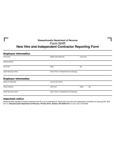 new hire and independent contractor reporting form template