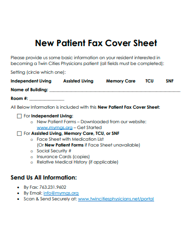 new patient fax cover sheet template
