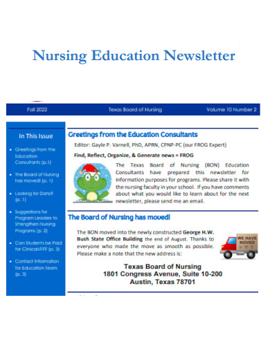nursing education newsletter template