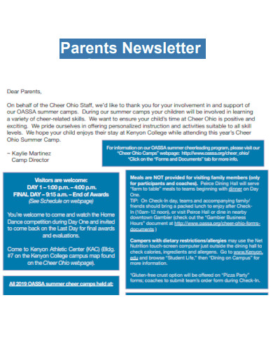 parents newsletter template