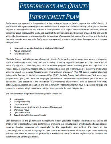 performance and quality improvement plan template