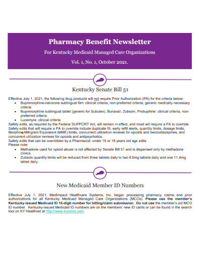 pharmacy benefit newsletter template
