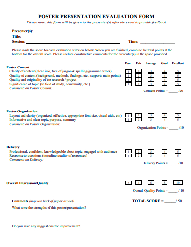 poster presentation evaluation form template