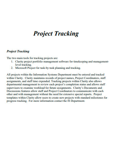 printable project tracking template