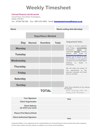printable weekly timesheet template