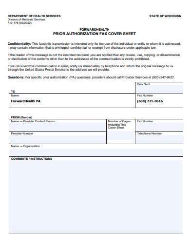 prior authorization fax cover sheet template