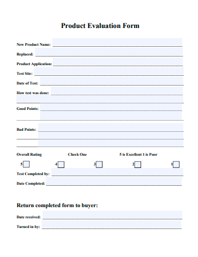 product evaluation form template