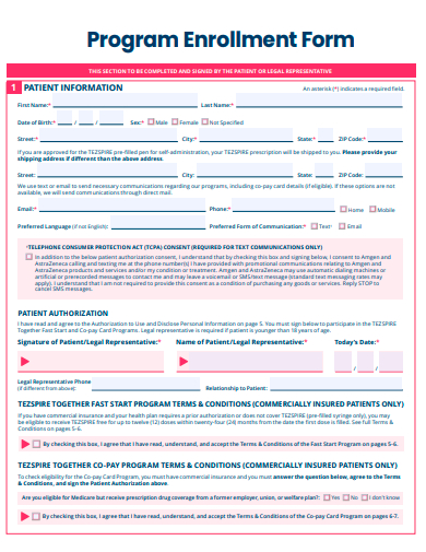 program enrollment form template