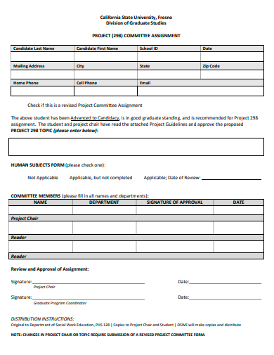 project committee assignment form template