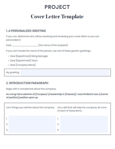 project cover letter template