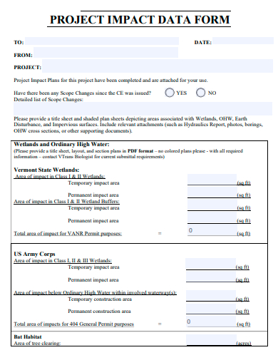 project impact data form template