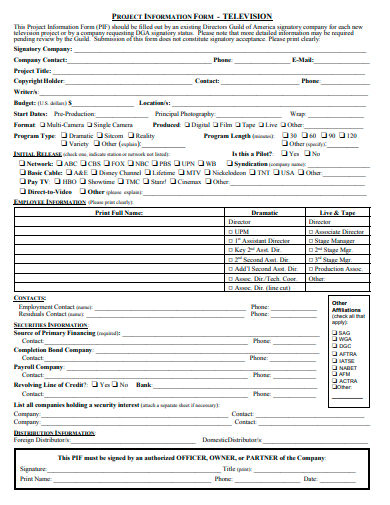project information form template