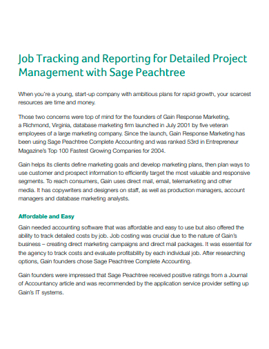 project management job tracking template