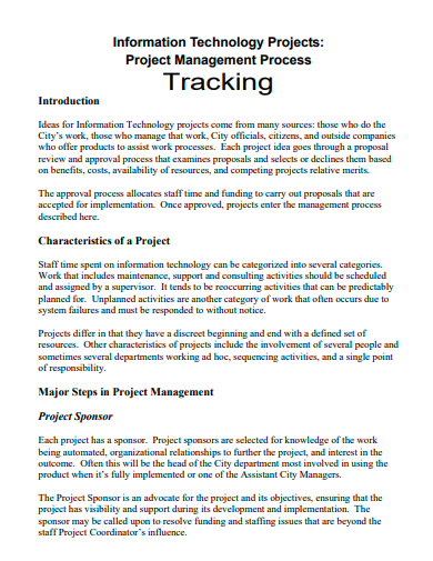 project management process tracking template