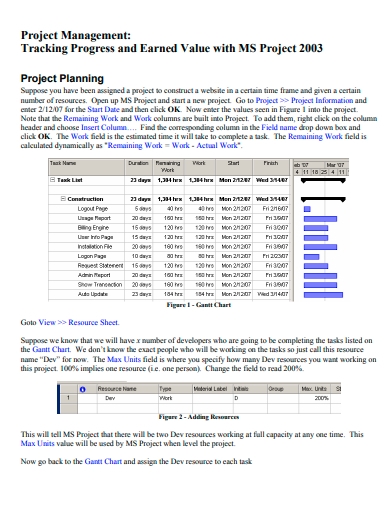 project management tracking progress template