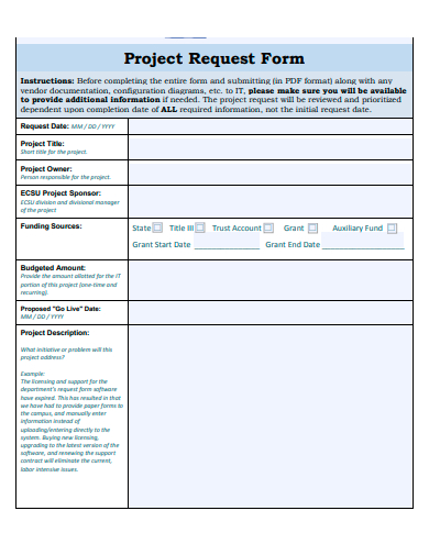 project request form template