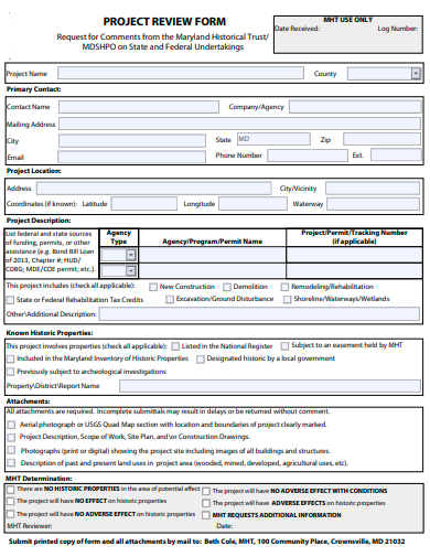 project review form template