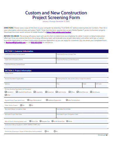 project screening form template