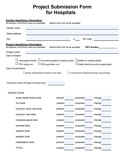 project submission form for hospitals template