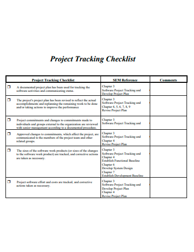 project tracking checklist template